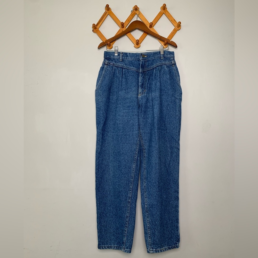 Vintage Lee Pleated Cotton Made in USA Blue Denim Jeans SZ 16